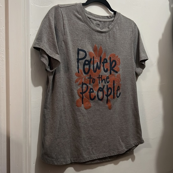 Sonoma Women’s Short Sleeve Grey Graphic Tee Power to the People Activist Top - Picture 3 of 6
